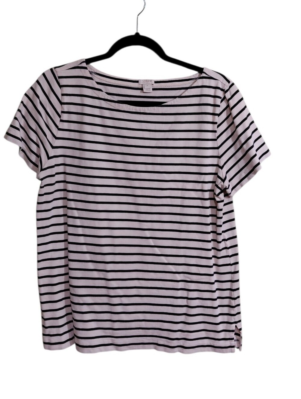 J. Crew Factory White and Black Striped Short Sleeve Tee